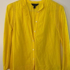 JCrew yellow eyelet top